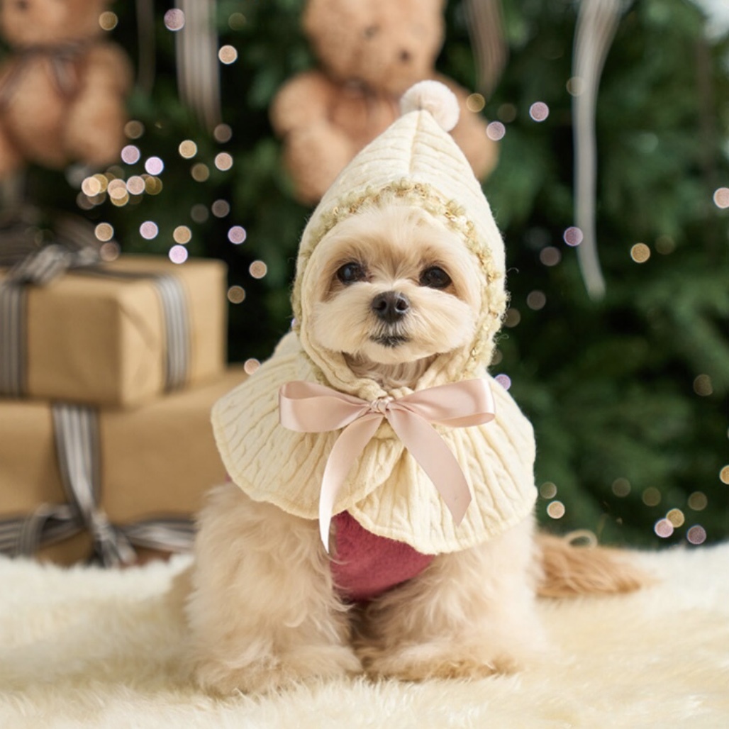 冬季精靈針織斗篷-象牙色-Hood Cape (Ivory) It’s sunny outside