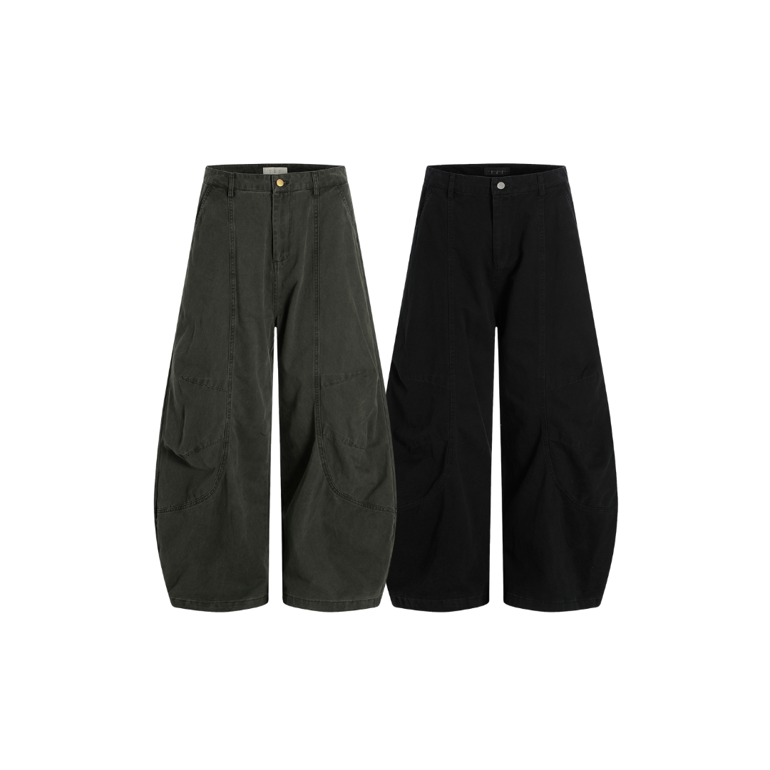 OurPick Washed Pleated Scimitar Pants 水洗打褶闊腿彎刀褲 2色