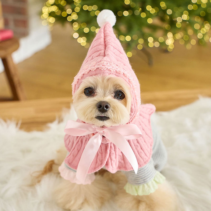 冬季精靈針織斗篷-粉-Hood Cape (Pink)  -It’s sunny outside