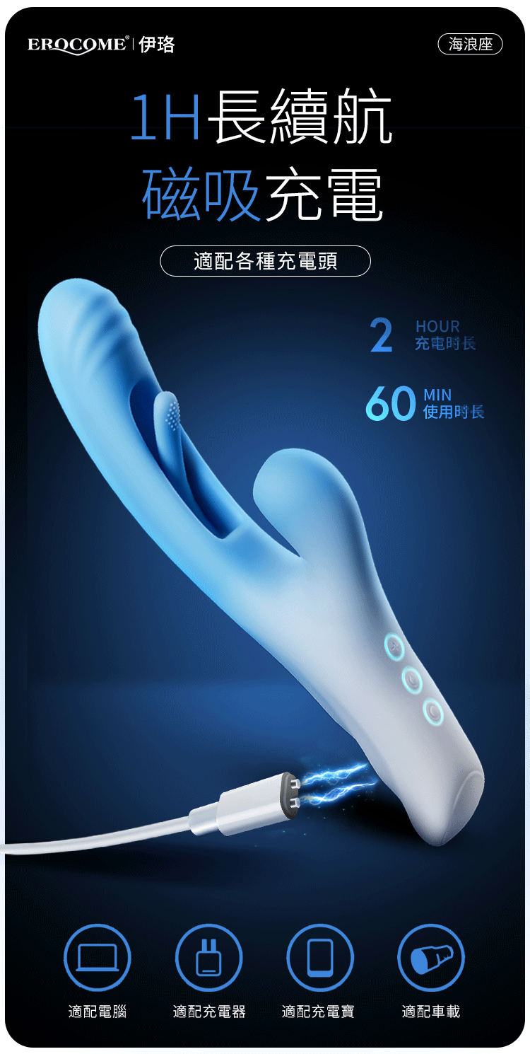 香港 EROCOME,EROCOME,EROCOME伊珞,伊珞,按摩棒,G點按摩棒,高潮按摩棒,拍打按摩棒,吸吮按摩棒,吸吮器,EROCOME OCEAN Wave,海浪座