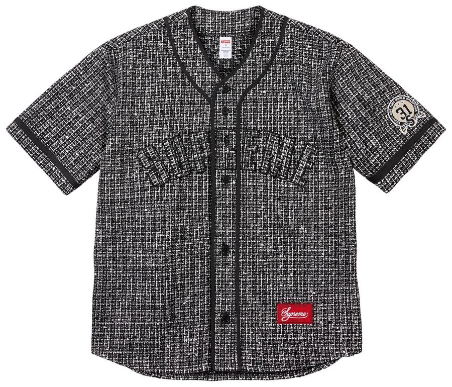 2025AW SUPREME Bouclé Baseball Jersey 刺繡 字體 LOGO 棒球衫 短T 短袖 現貨 FW25KN47