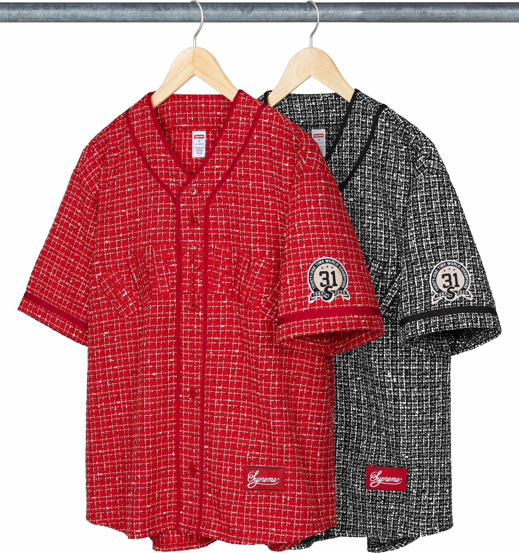 2025AW SUPREME Bouclé Baseball Jersey 刺繡 字體 LOGO 棒球衫 短T 短袖 現貨 FW25KN47