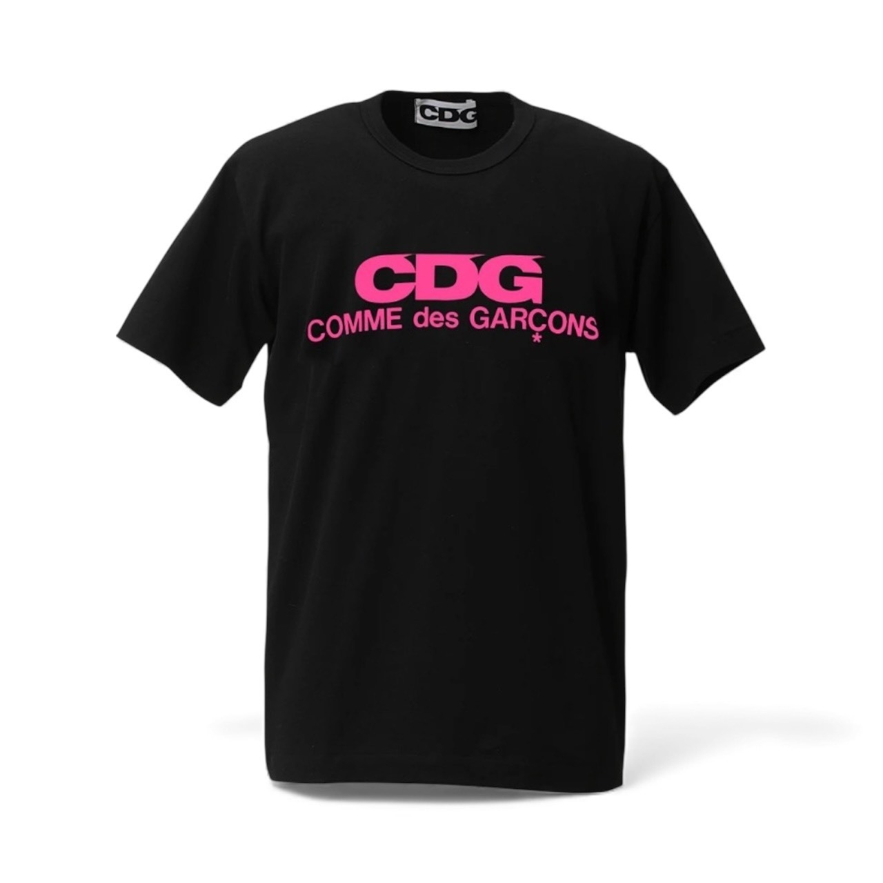 CDG Pink Logo T-Shirt WHITE / BLACK FULL SIZE