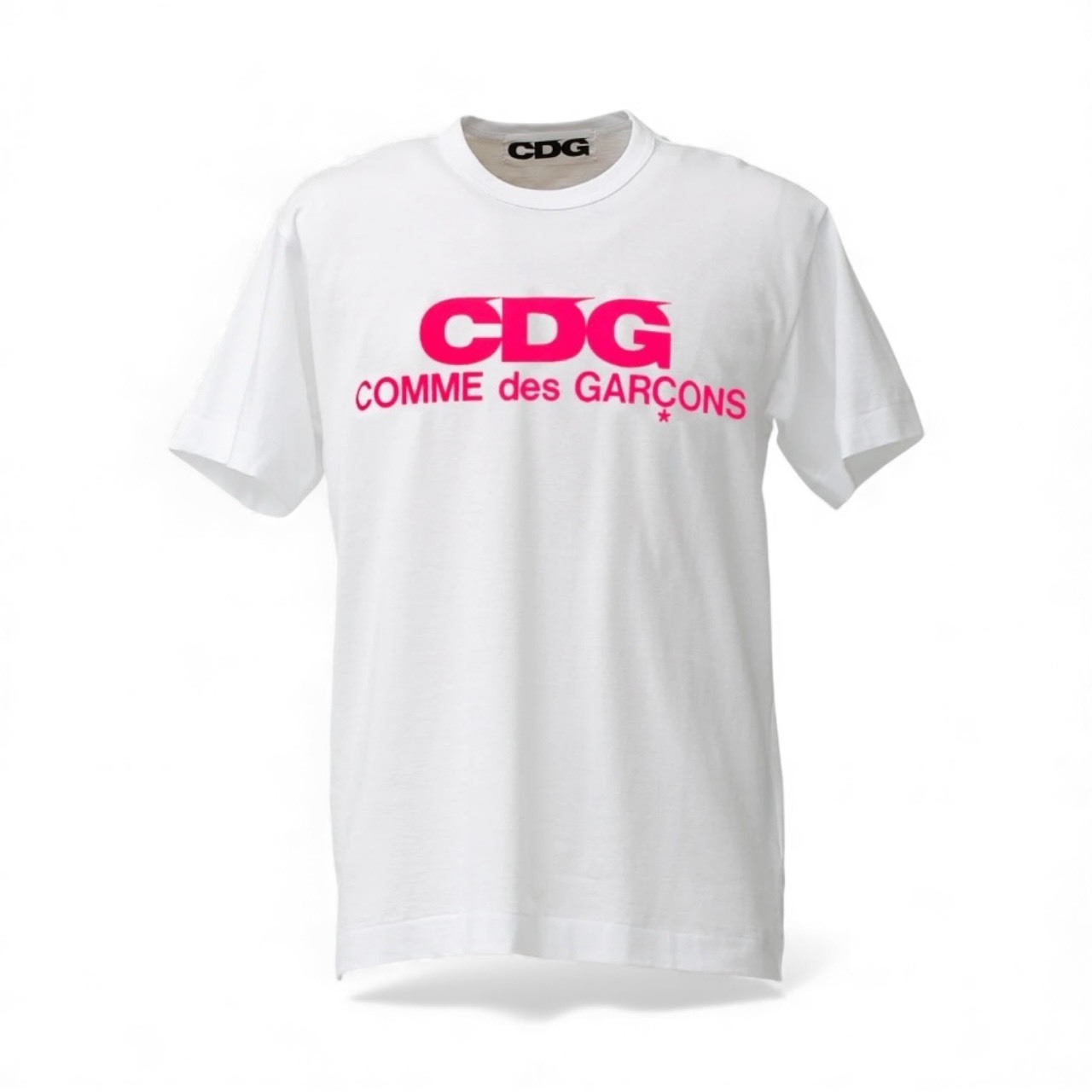 CDG Pink Logo T-Shirt WHITE / BLACK FULL SIZE