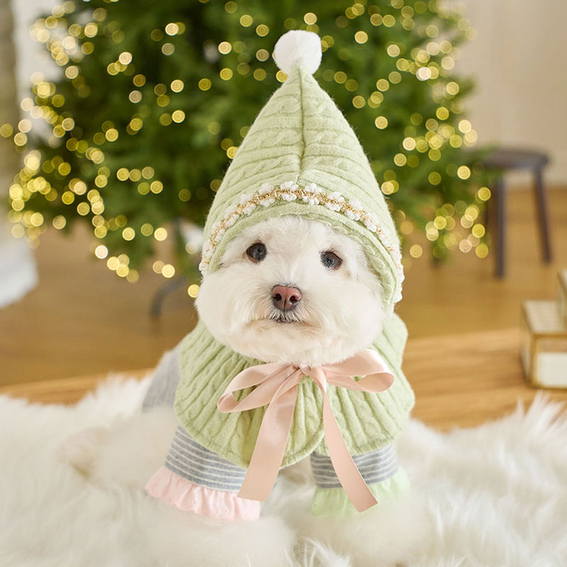 冬季精靈針織斗篷-蘋果綠-Hood Cape (AppleGreen)  -It’s sunny outside