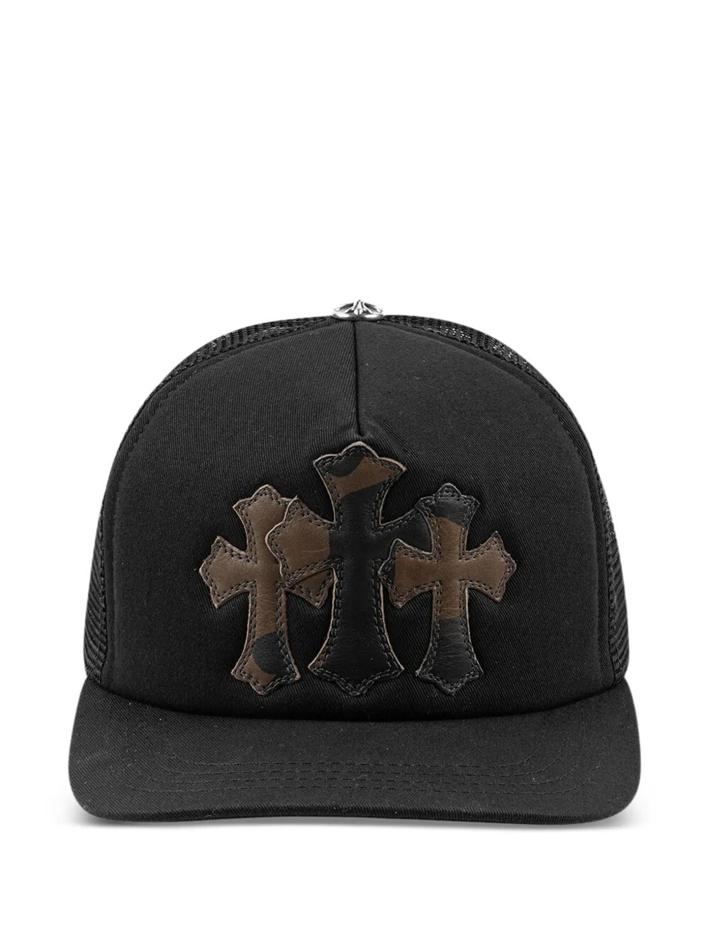 CHROME HEARTS THREE CROSS TRUCKER HAT 皮標 925銀飾 三十字卡車帽 迷彩/黑色