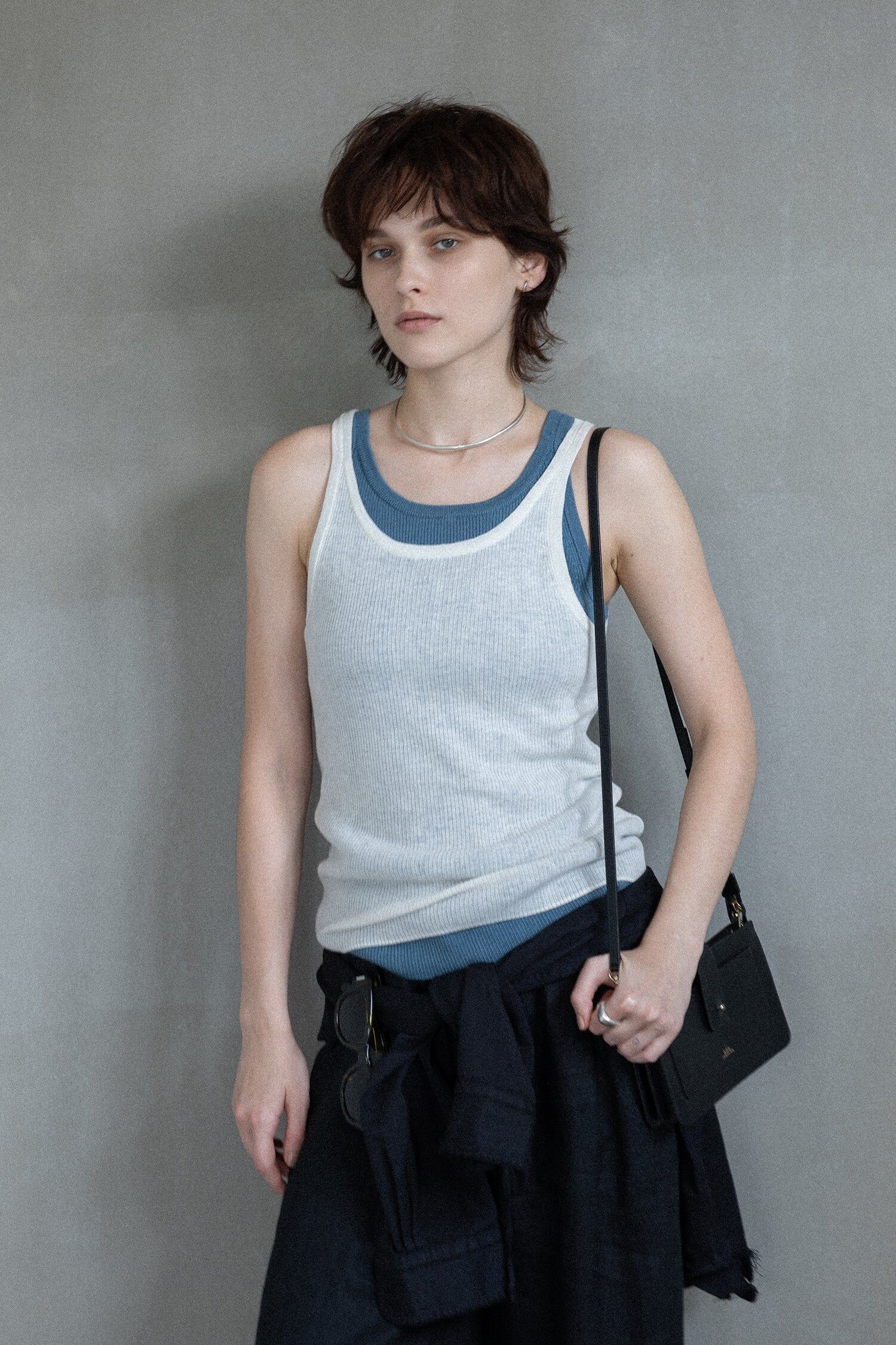 2025 秋冬 羊毛圓領羅紋背心_白