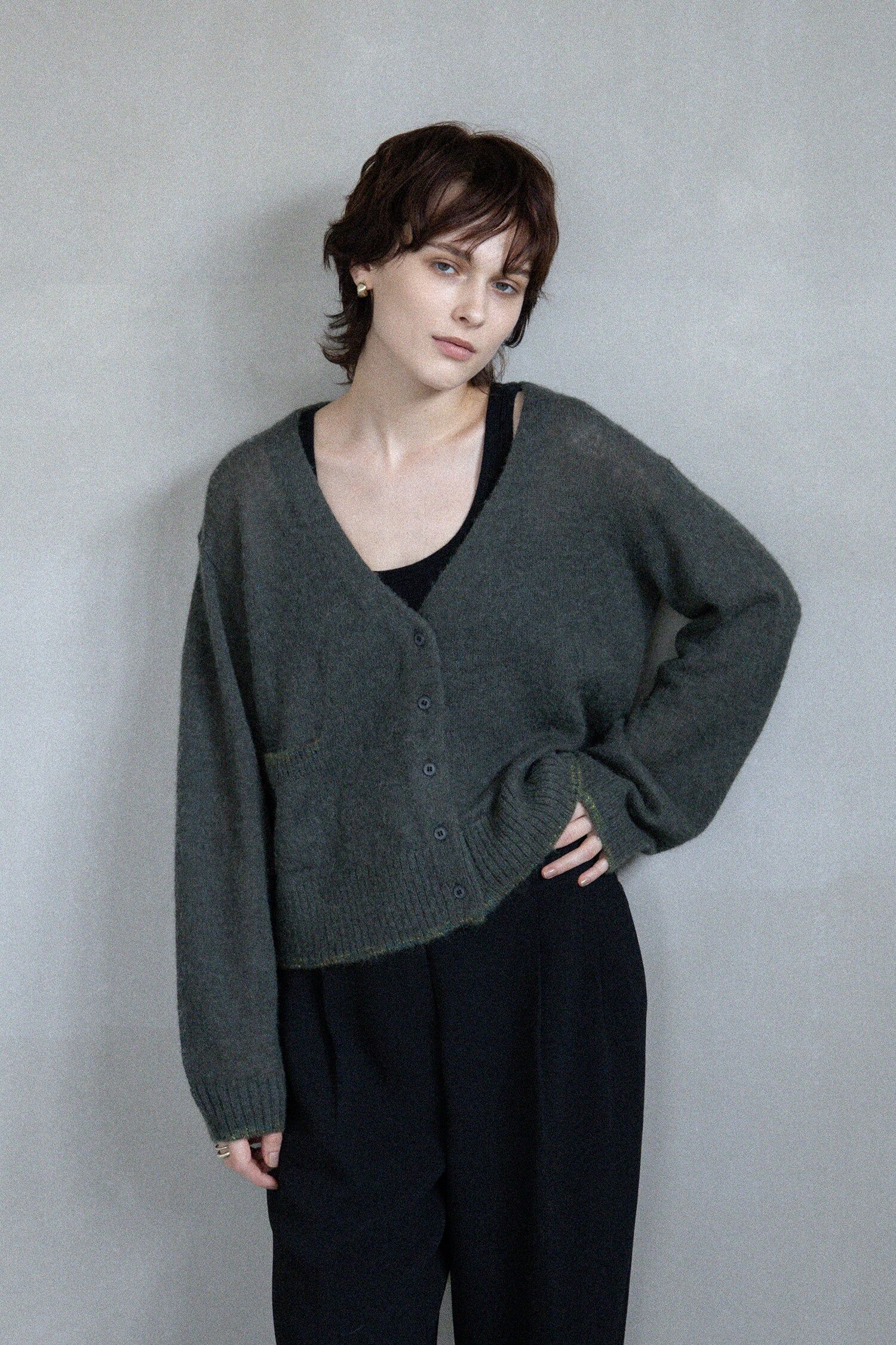 2025 秋冬 RWS 防縮羊毛開襟衫_黑色