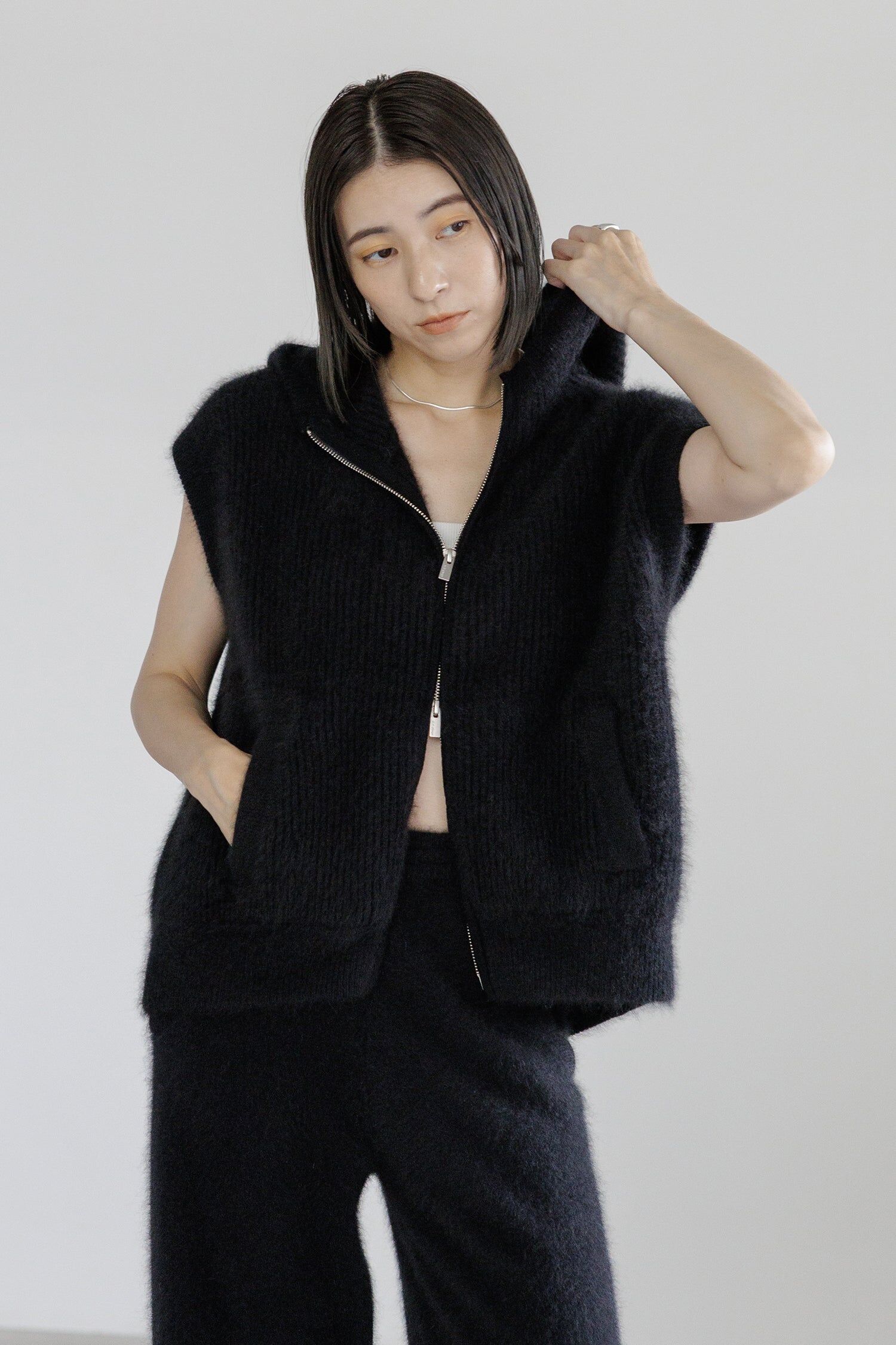 2025 秋冬 混紡連帽輕柔背心_深藍