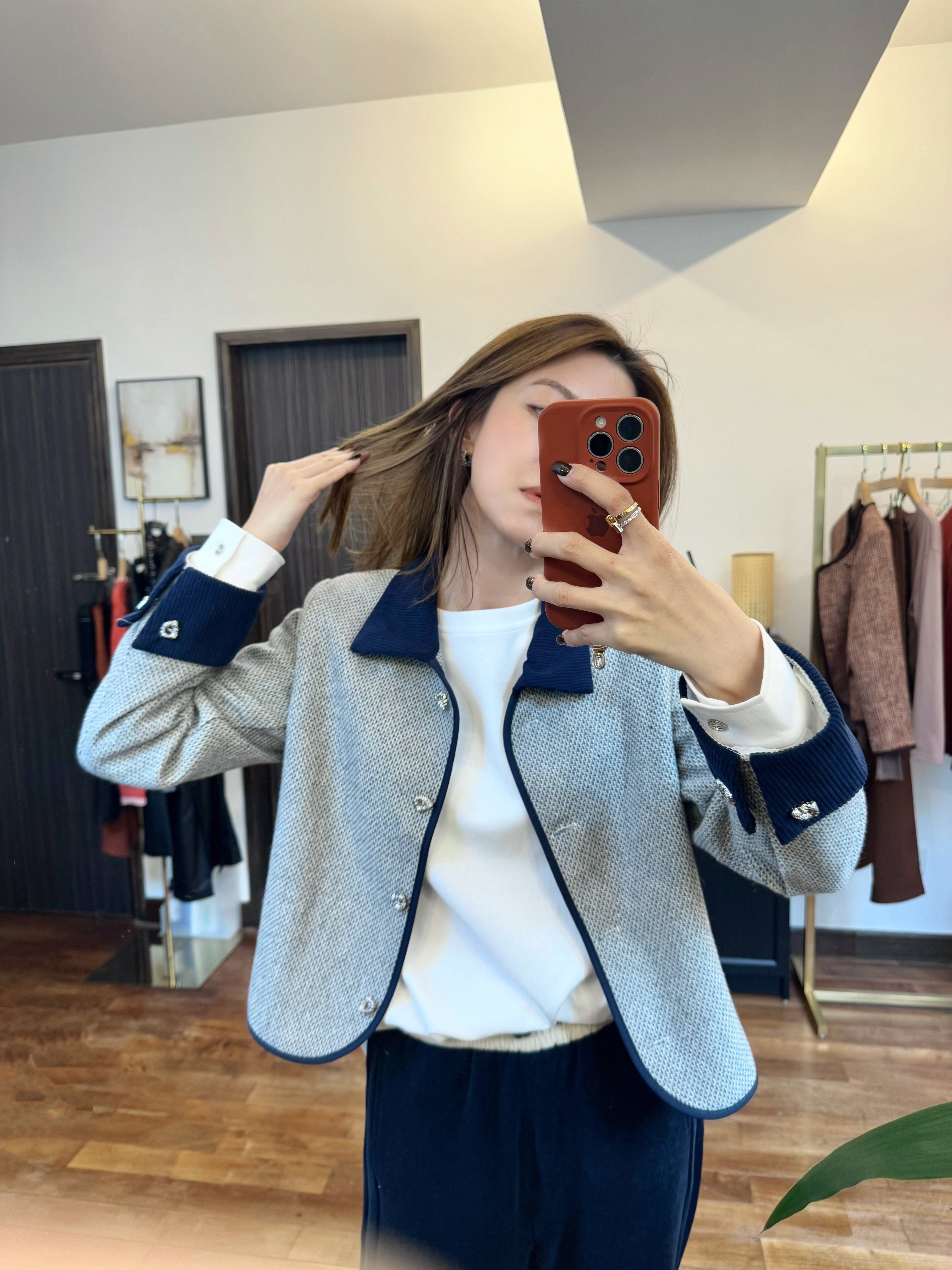 Corduroy Trimmed Cropped Jacket_JK251L11