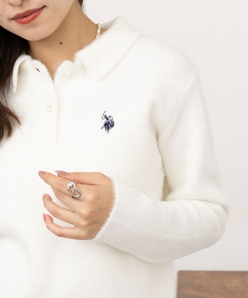 日本🇯🇵連線 U.S. POLO ASSN. 刺繡經典蓬鬆POLO領針織衫 針織 針織衫 POLO衫 長袖 刺繡 5色(任買兩件711免運)/預購