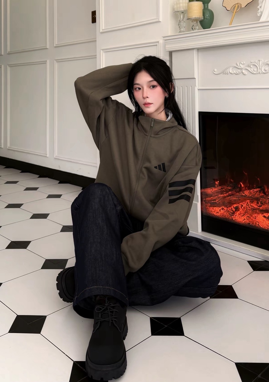 【代購】Adidas 三條紋復古立領運動外套｜橄欖綠 Track Jacket｜Blokecore 男團應援風｜復古球迷穿搭｜JD4887 男款