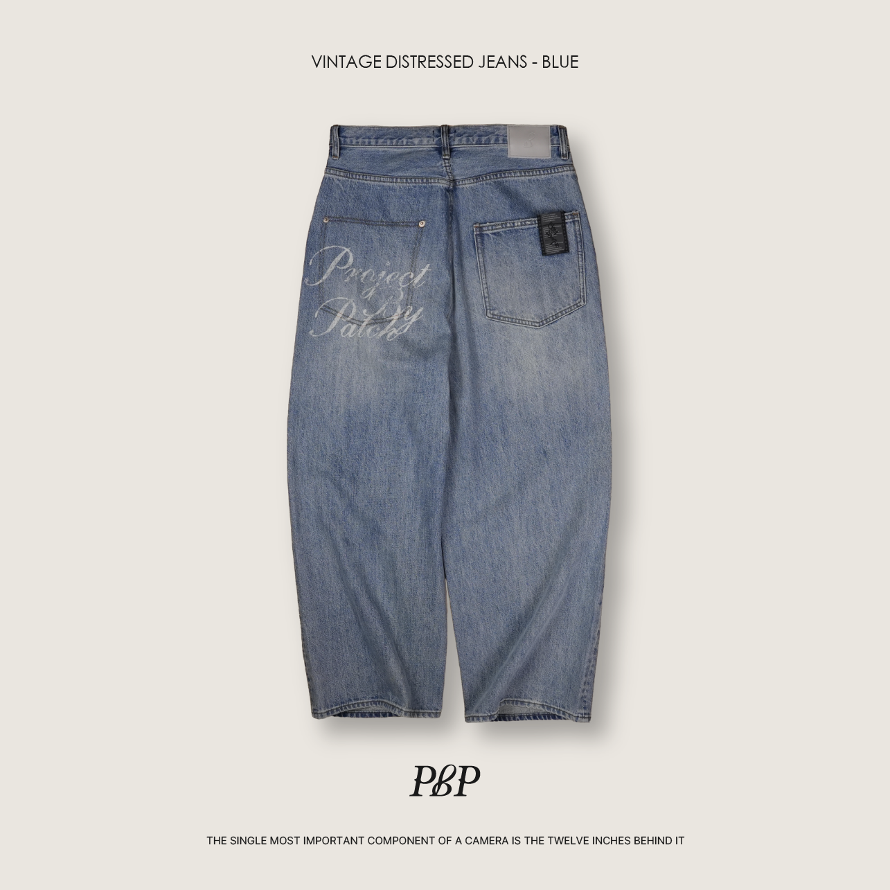 P.B.P - VINTAGE DISTRESSED JEANS  - BLUE
