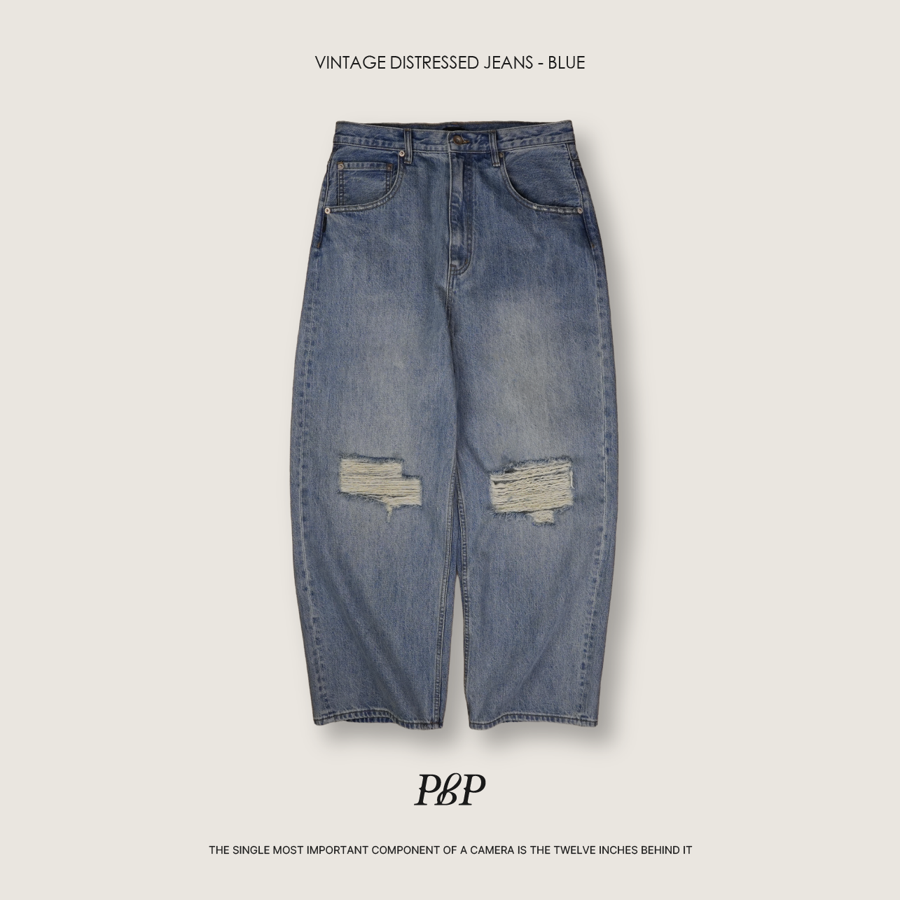 P.B.P - VINTAGE DISTRESSED JEANS  - BLUE