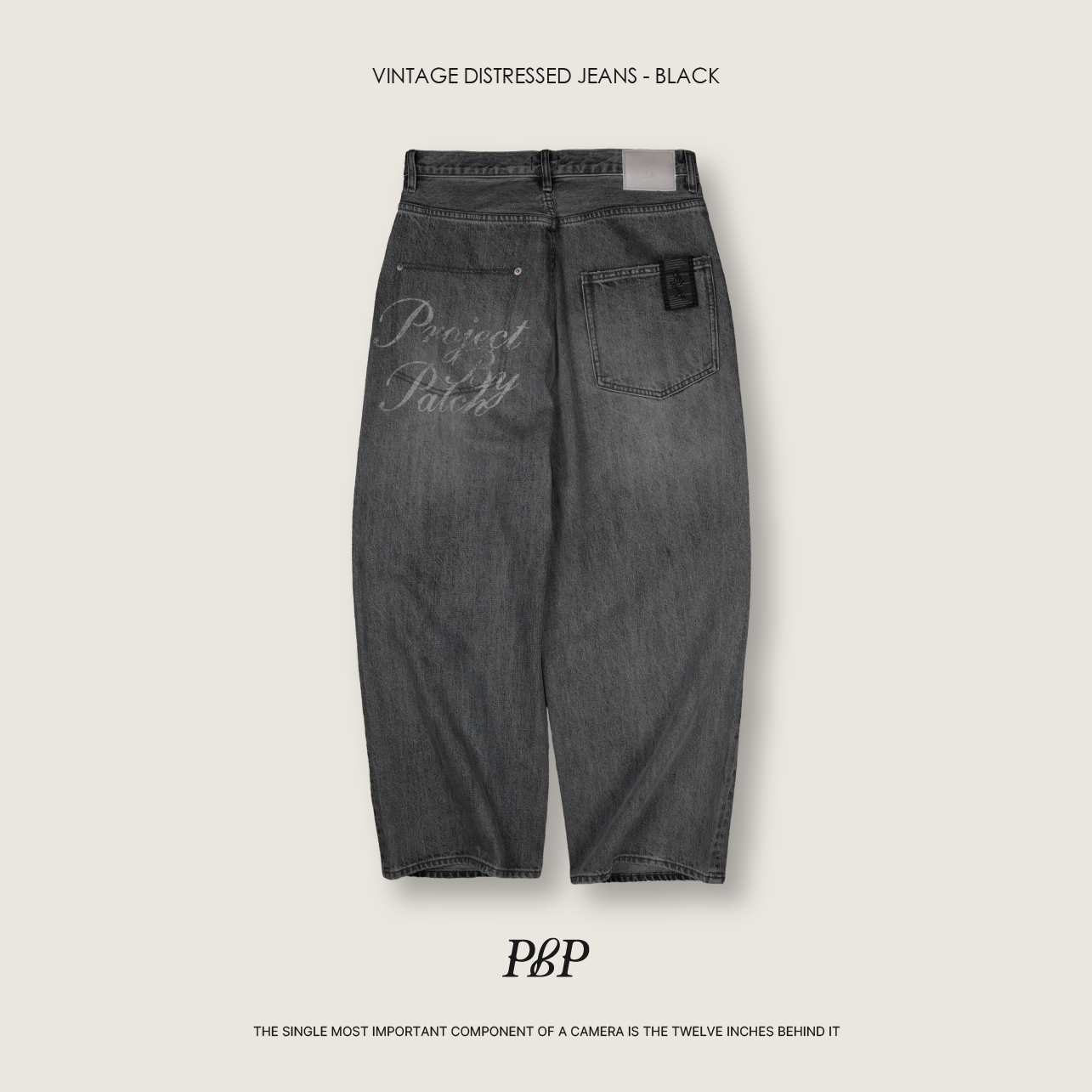 P.B.P - VINTAGE DISTRESSED JEANS  - BLACK