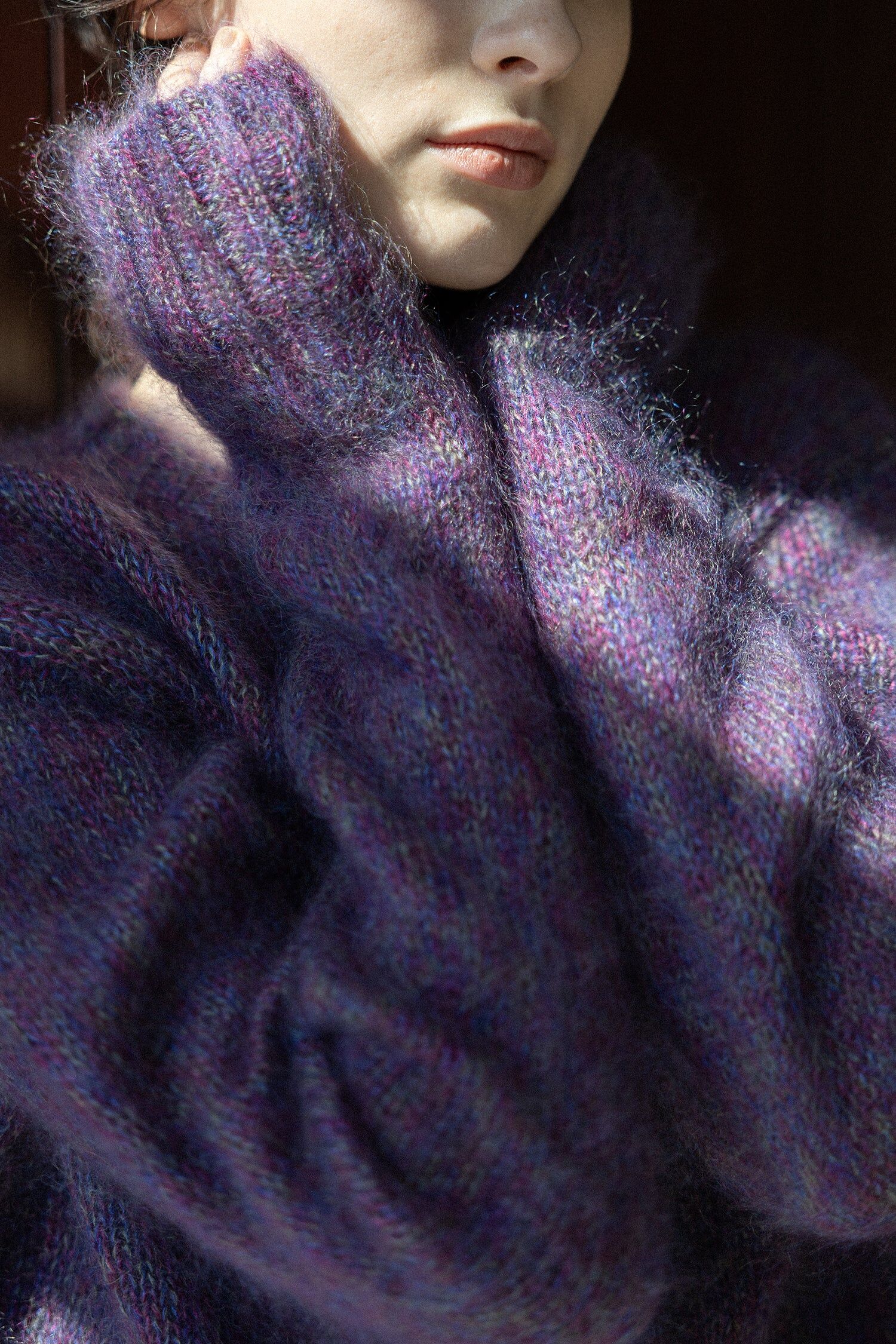 2025 秋冬 羊毛圓領長袖開襟衫_紫色