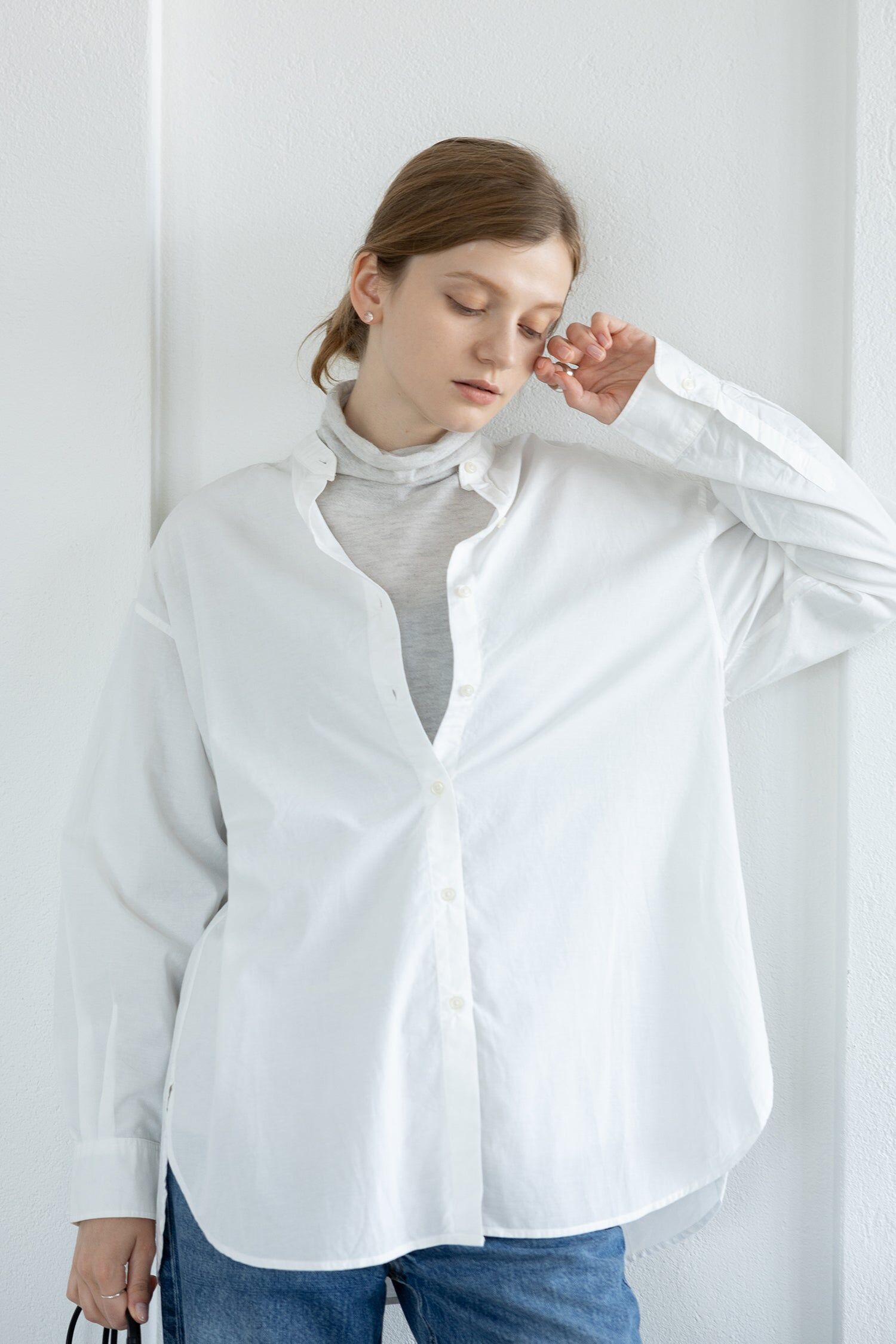 2025 秋冬 羊毛高領長袖套頭衫_淺灰