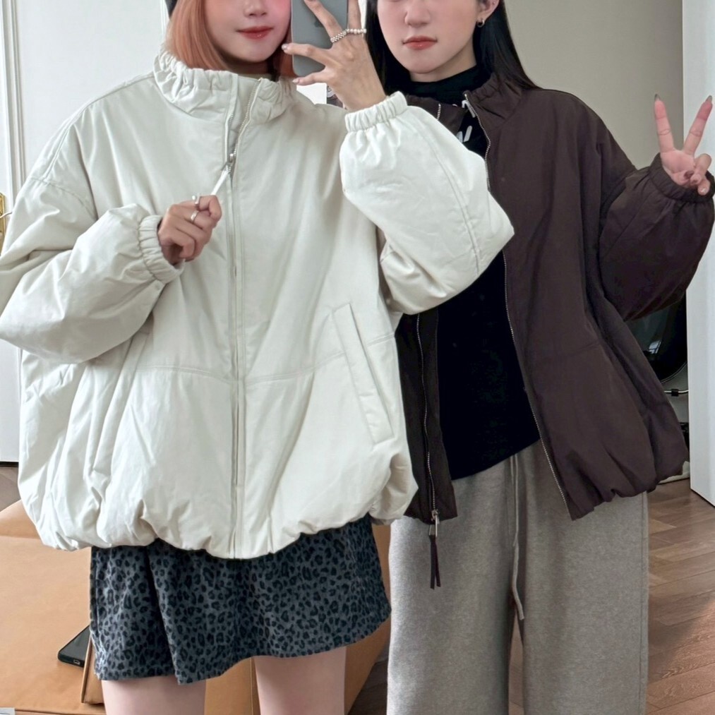 Warm tone!立領鋪棉麵包外套