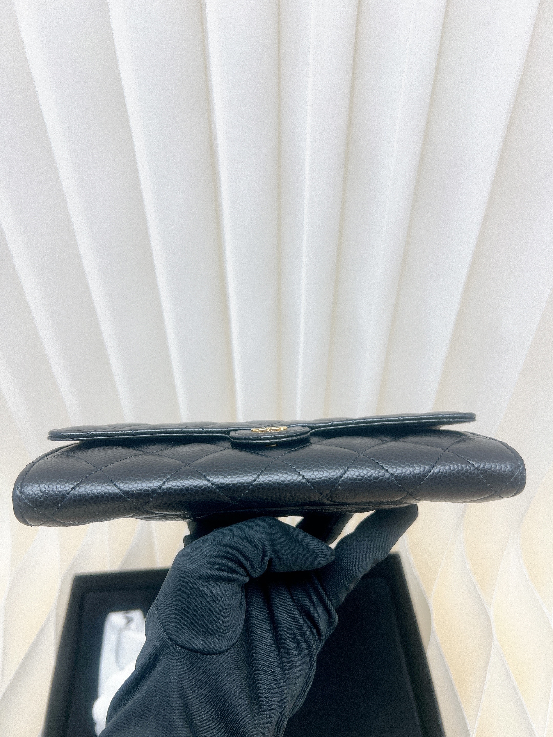 Chanel classic flap long wallet (black caviar GHW)