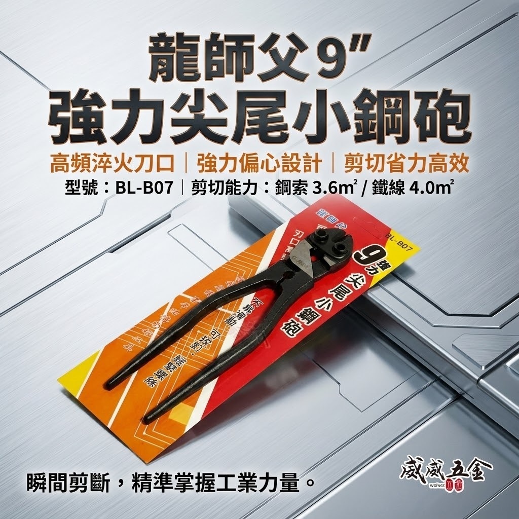 龍師父｜9" 強力尖尾小鋼砲｜鋼絲鉗 板模鐵鉗 老虎鉗 鐵線鉗 鋼索 鐵線 板模鋼絲剪｜BL-B07｜經濟型