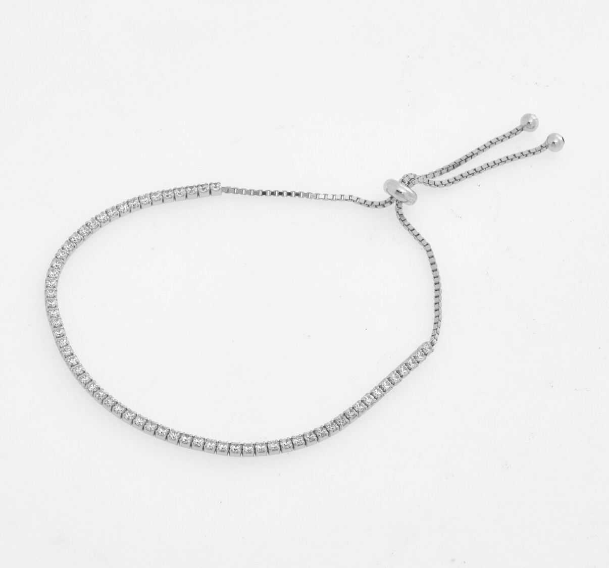 英國代購 (獨立訂單)-RACHEL ZOE 925 Silver Cubic Zirconia Adjustable Tennis&nbsp;Bracelet