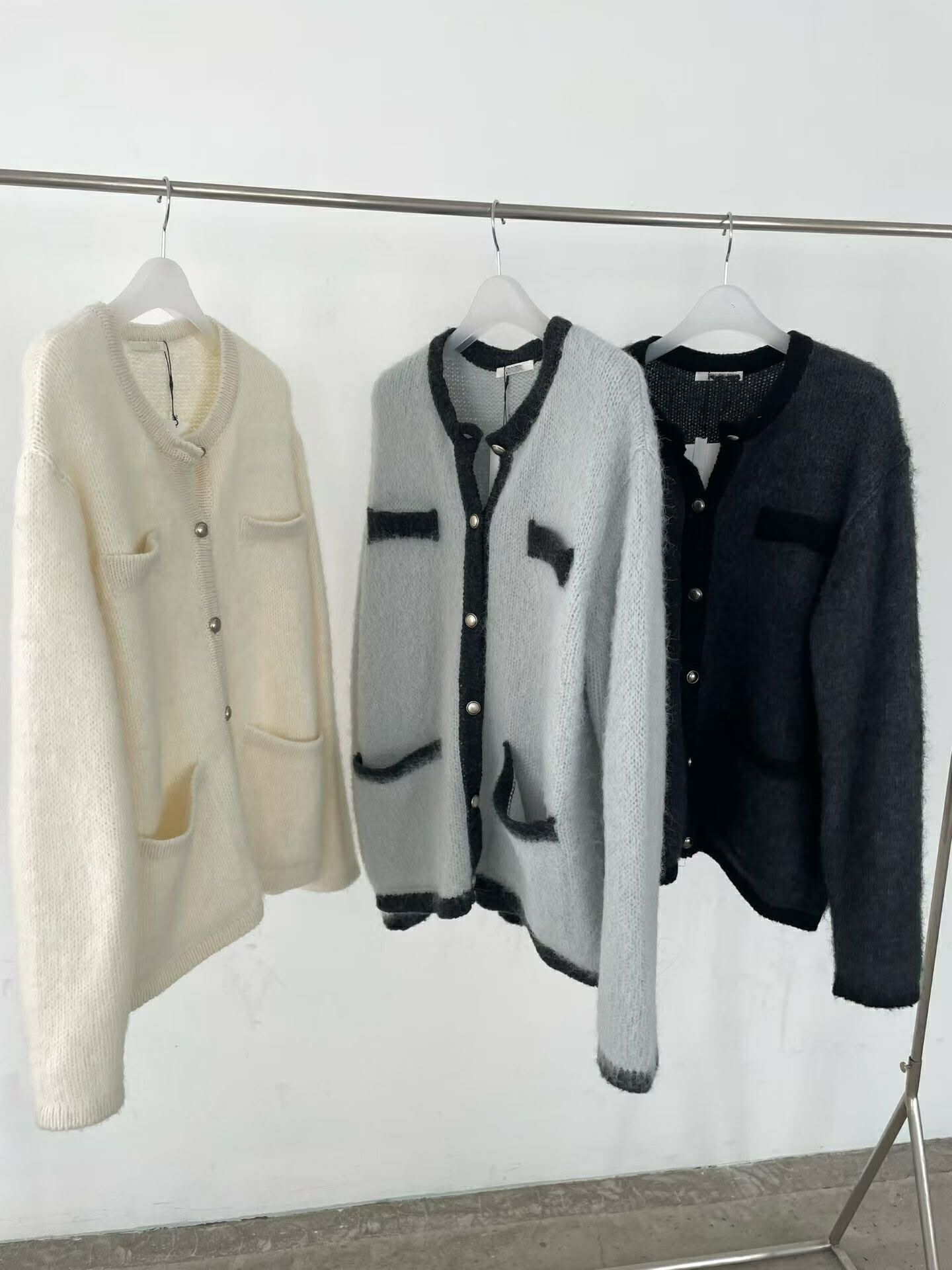 FN19  羊駝毛小香風針織長版開襟衫