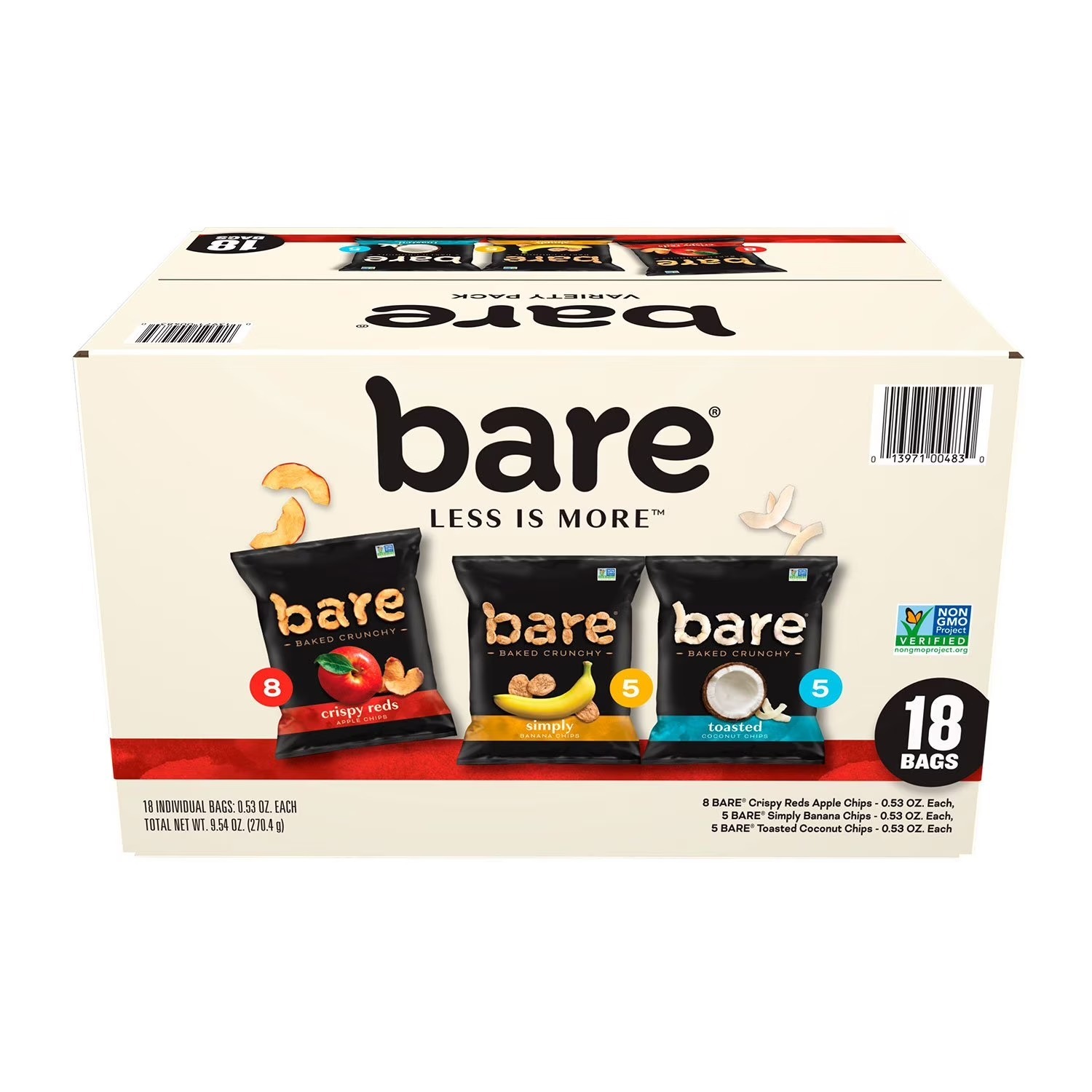 【預購】Q120903 Bare Snacks 香脆什錦薯片0.53盎司, 18包。