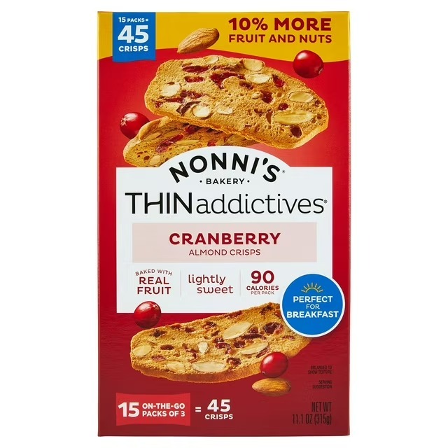 【預購】Q120905 Nonni's THINaddictives 蔓越莓杏仁脆片 15 包