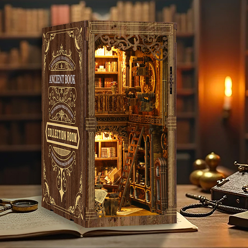 DIY Vintage Book Archive Wooden Bookend Miniature Kit
