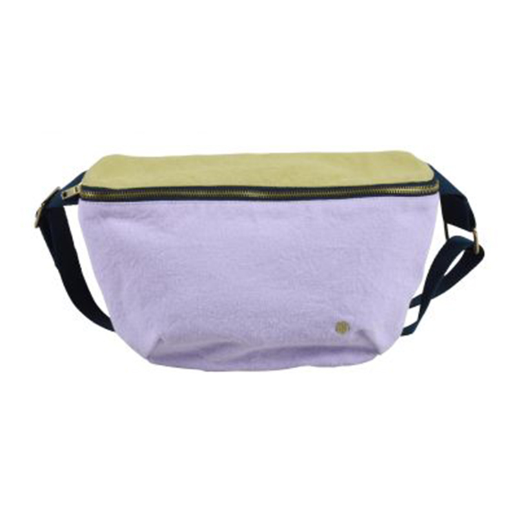 (預購3/31)法國La cerise sur le gâteau 有機棉時尚腰包-奶油黃x粉霧丁香紫