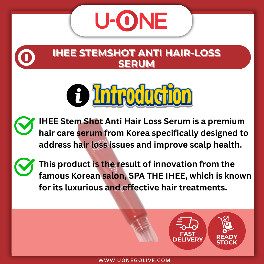 U-ONE | Korea | IHEE | Hair Treatment | StemShot | Anti-Hair Loss Serum | Relief Scalp Serum | 30ml