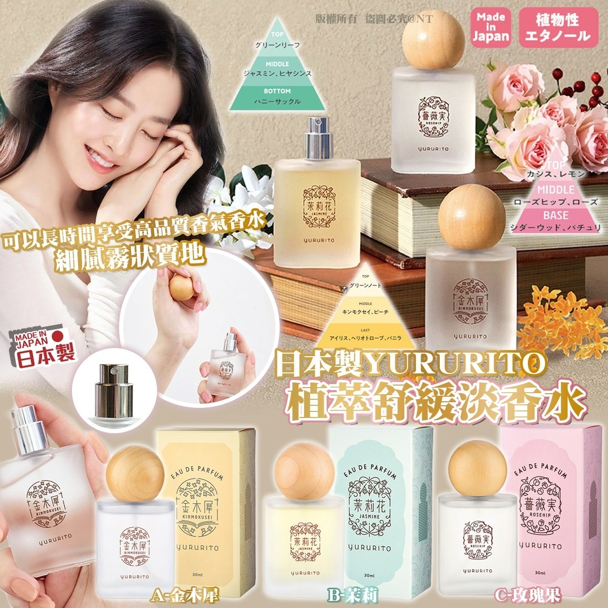 日本製YURURITO植萃舒緩淡香水30ml