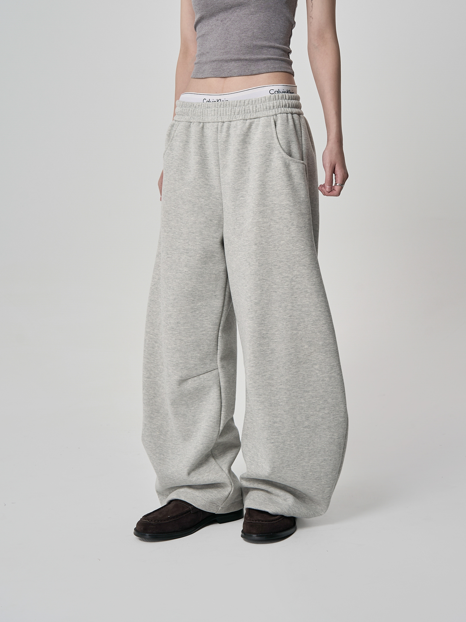 側縫摺俐落棉長褲