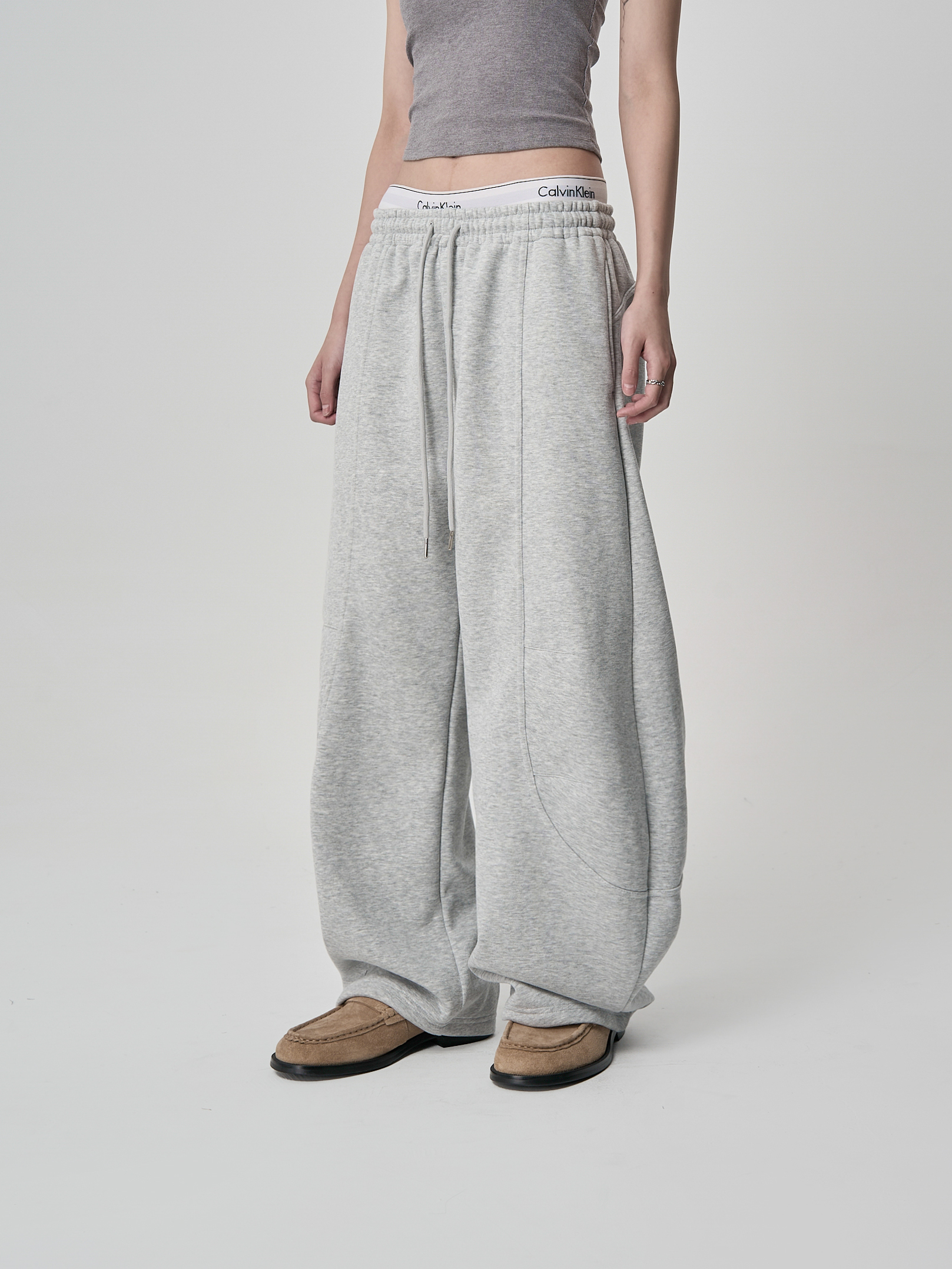 寬鬆雙側線棉長褲