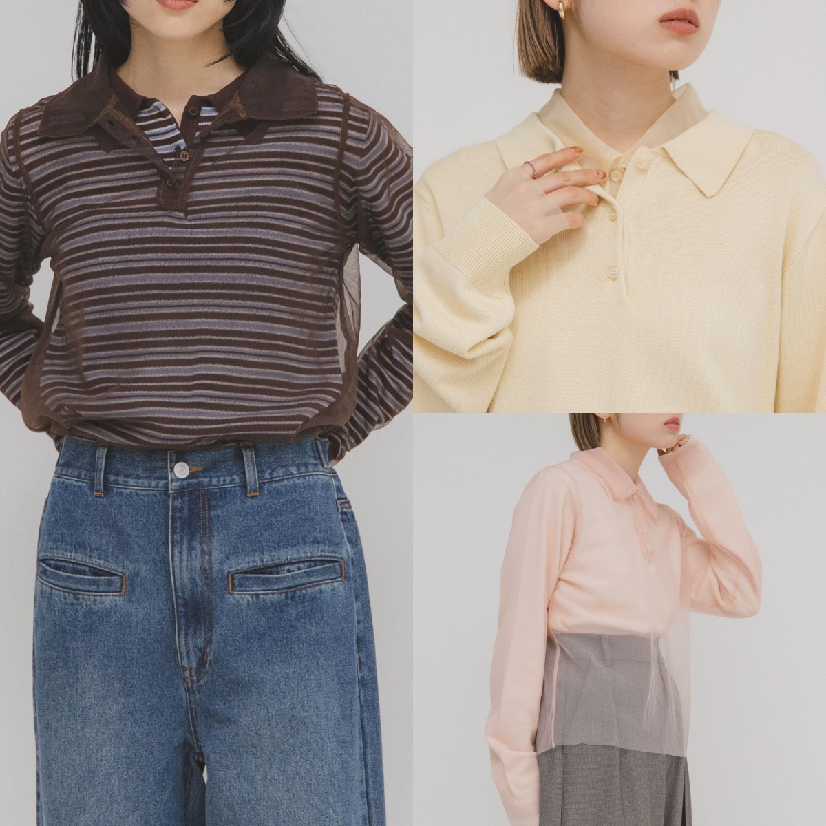 先行特價預購┃日本 KBF 薄紗層次針織襯衫 POLO衫