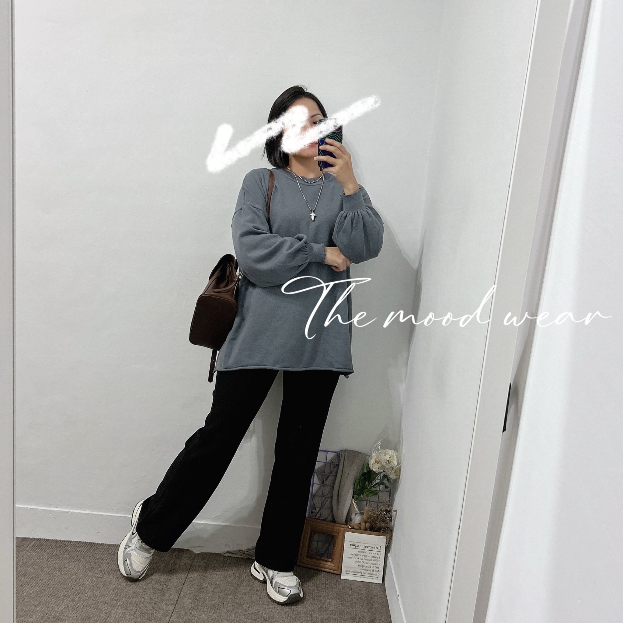 親膚材質 超舒服可愛縮口寬鬆不收邊毛衣(杏色/卡其/深灰/藍)