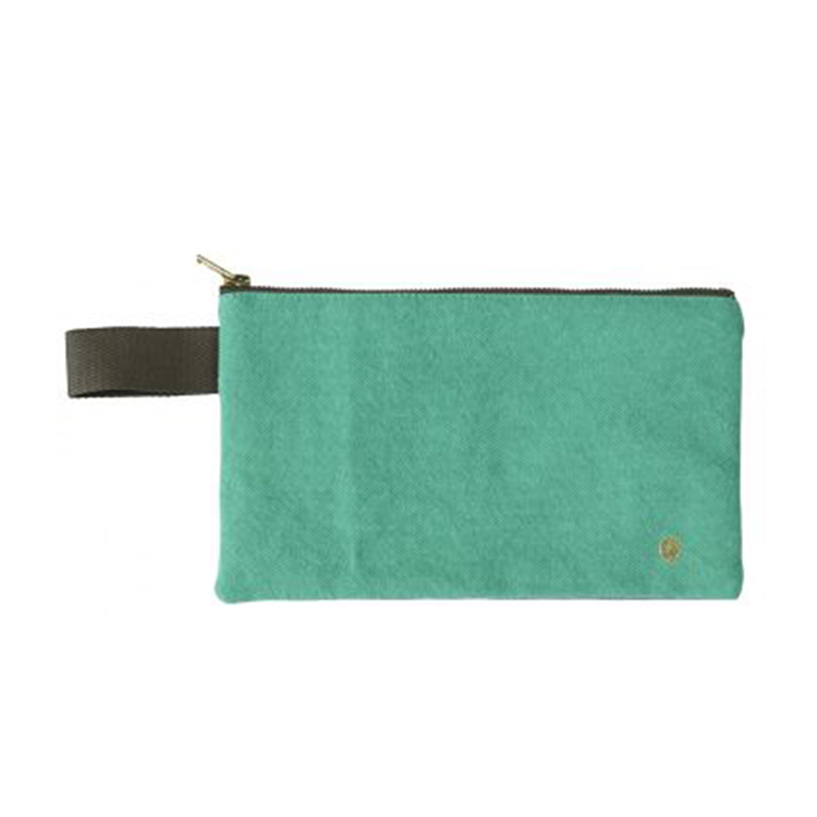 (預購3/31)法國La cerise sur le gâteau 有機棉防水手拿袋-灰藍x鼠尾草綠