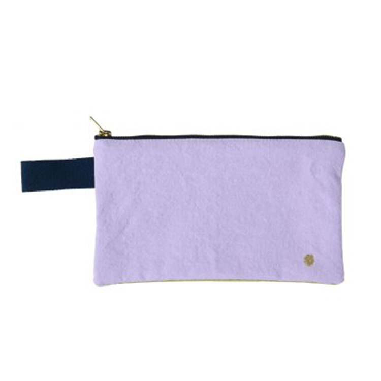 (預購3/31)法國La cerise sur le gâteau 有機棉防水手拿袋-奶油黃x粉霧丁香紫