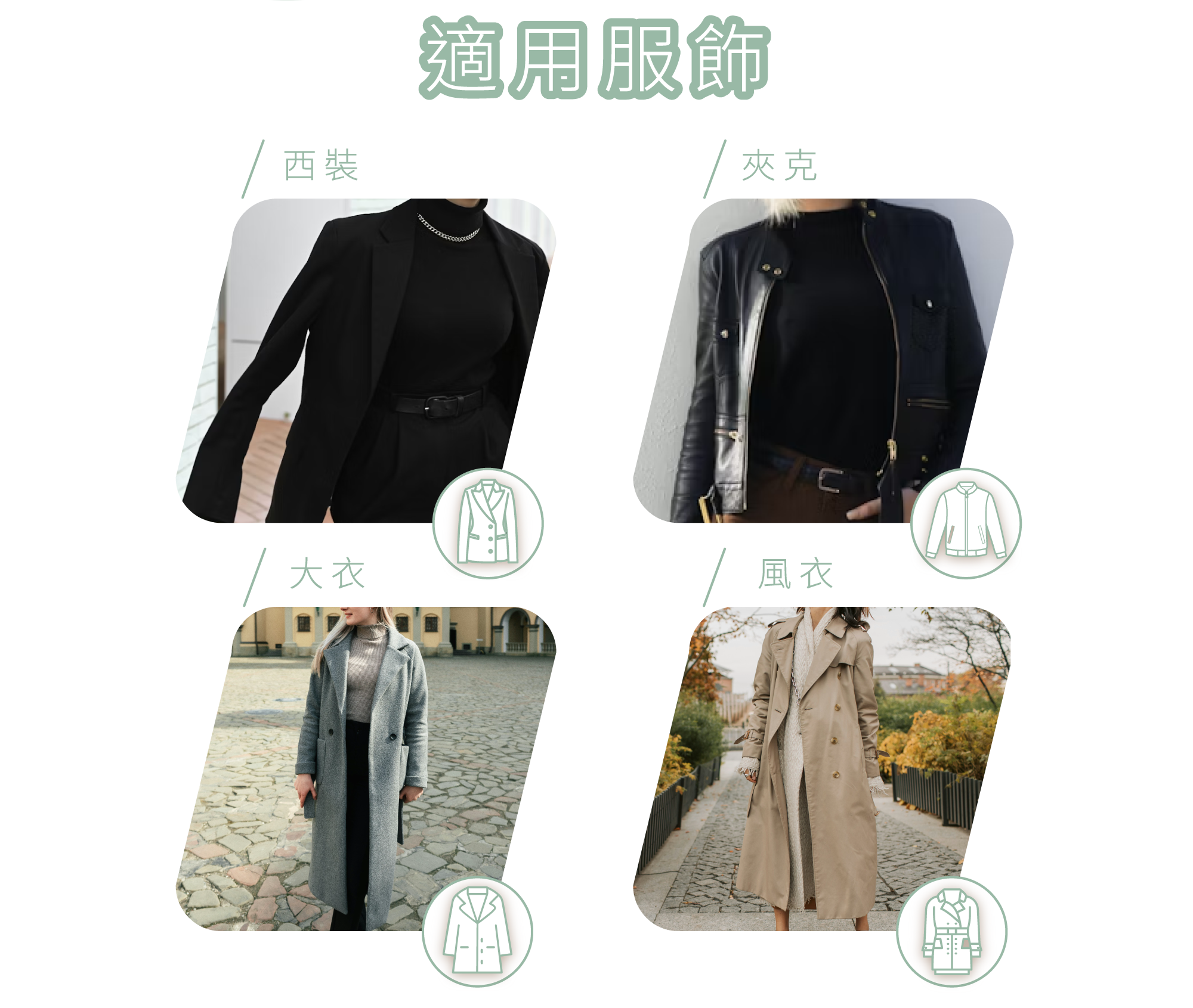 大衣衣架適用的服飾