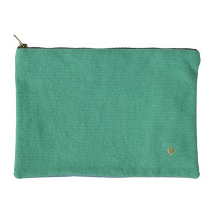 (預購3/31)法國La cerise sur le gâteau 有機棉防水分類收納袋-灰藍x鼠尾草綠(大)