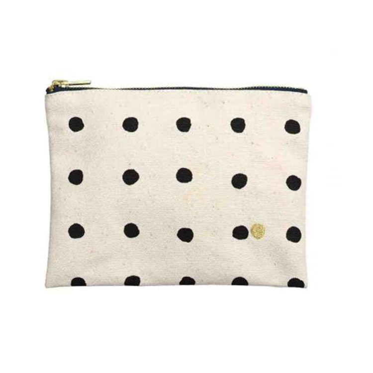 法國La cerise sur le gâteau 有機棉防水分類收納袋-黑點點(中)