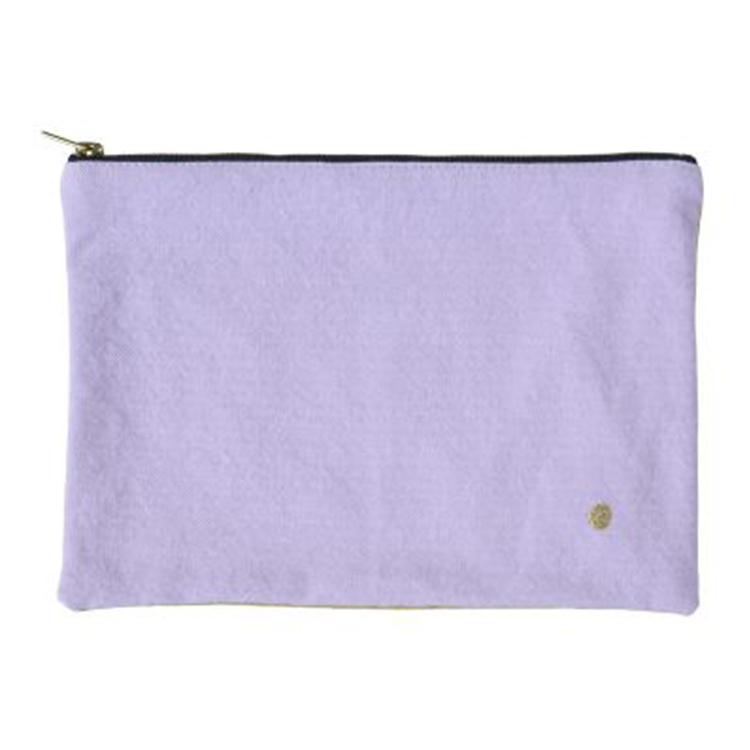 (預購3/31)法國La cerise sur le gâteau 有機棉防水分類收納袋-奶油黃x粉霧丁香紫(大)