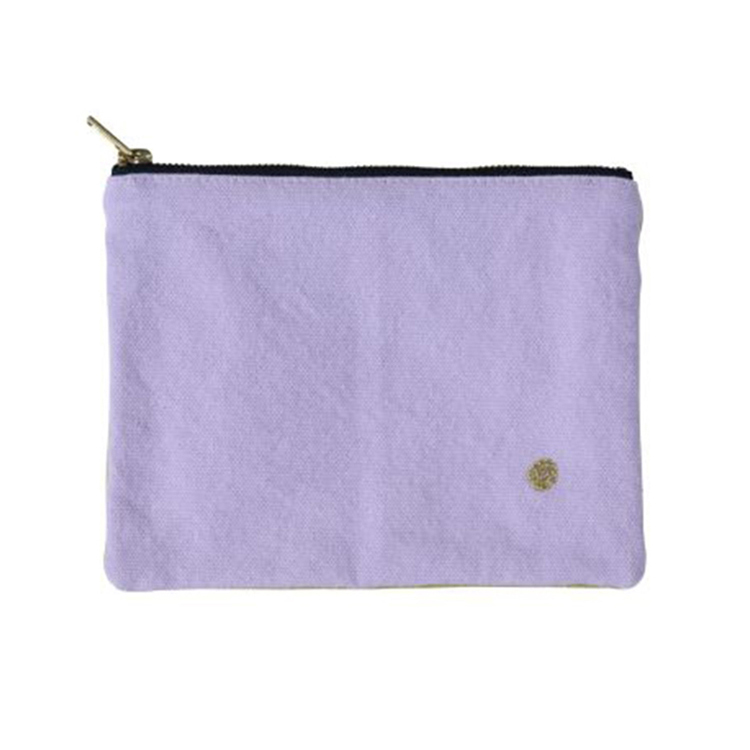 (預購3/31)法國La cerise sur le gâteau 有機棉防水分類收納袋-奶油黃x粉霧丁香紫(中)