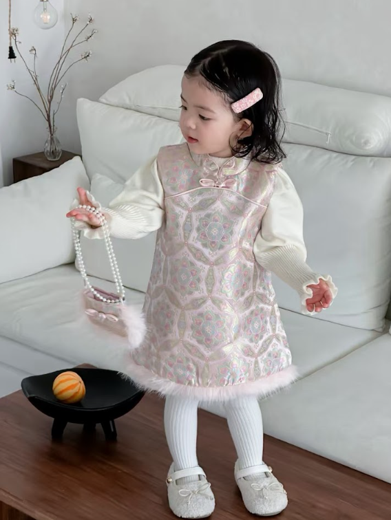 BYB12SE030PE 優雅紫大家閨秀背心旗袍裙連打底衣套裝