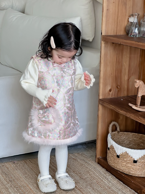 BYB12SE030PE 優雅紫大家閨秀背心旗袍裙連打底衣套裝