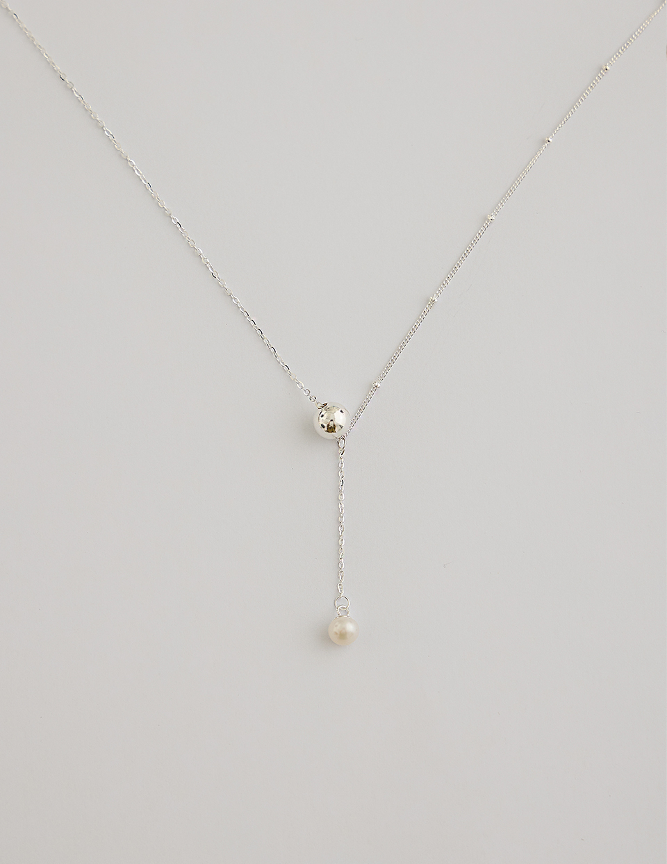 【925純銀】雙珠吊墜Y字項鍊