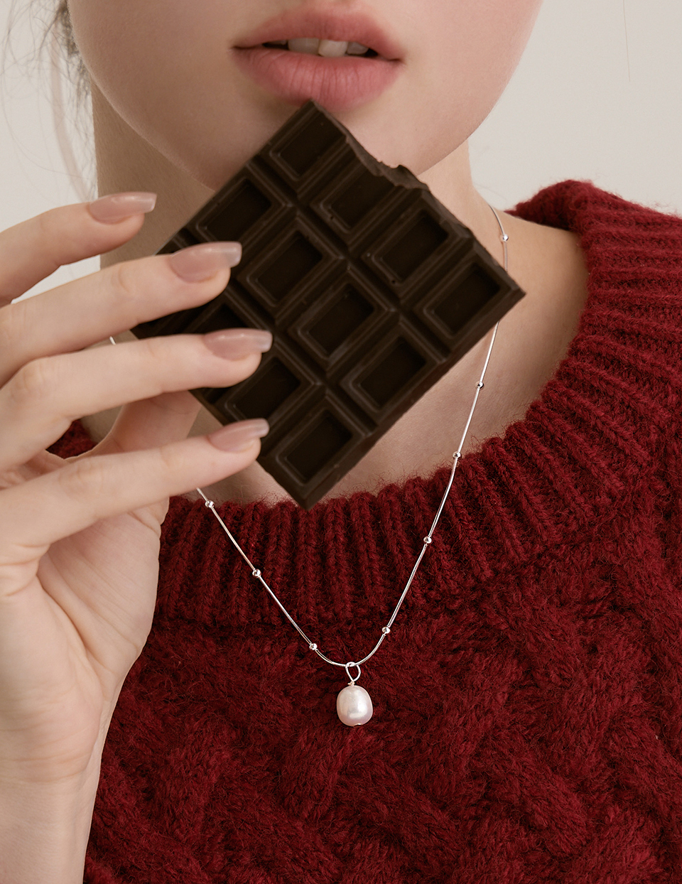 【925純銀】微珠點綴珍珠項鍊