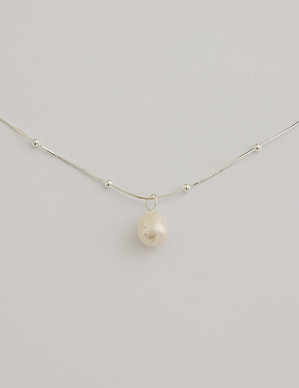【925純銀】微珠點綴珍珠項鍊