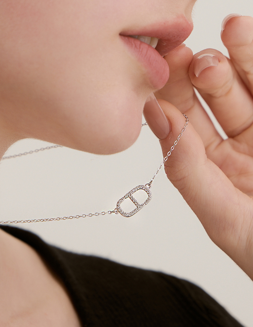 【925純銀】光耀奪目豬鼻項鍊(銀)