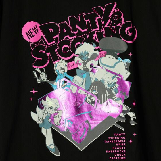 242239 Pbandai 預訂2026/2月 New PANTY ＆ STOCKING with GARTERBELT ティザービジュアル箔プリントTシャツ